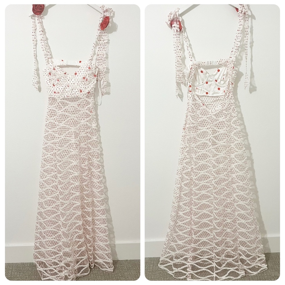 For Love & Lemons White and Red Polka Dot Maxi Dress - Picture 2 of 13